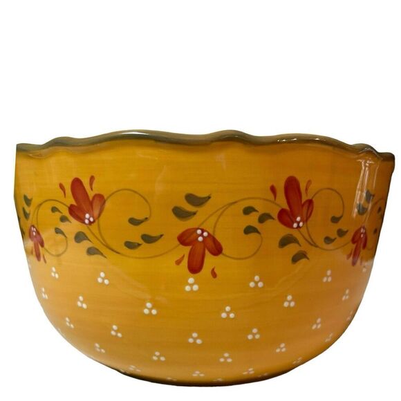 Bienvenue 2003 Yellow Red Green Serving Bowl item #C038 - Picture 1 of 8